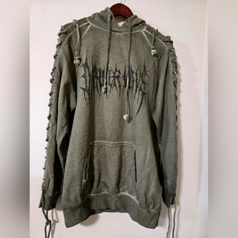 Dolls Kill Darker Waves Switch Lace-Up Oversized Hoodie